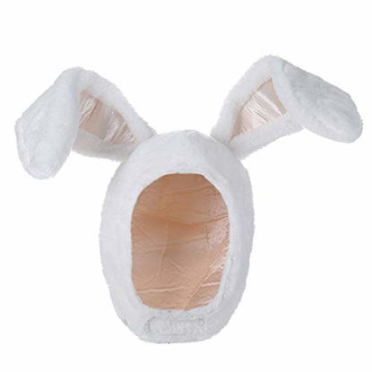 Picture of BOBILIKE Plush Fun Bunny Ears Hood Women Costume Hats Christmas Gift-Warm, Soft and Cozy, White