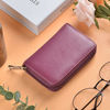 Picture of Easyoulife Genuine Leather Credit Card Holder Zipper Wallet With 26 Card Slots (Purple)