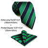 Picture of S&W SHLAX&WING Men's Ties Necktie Green Blue Stripe Extra Long Size 63" with Pocket Square