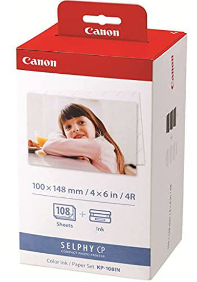 Picture of Canon KP-108IN 3 Color Ink Cassette and 108 Sheets 4 x 6 Paper Glossy for SELPHY CP1300, CP1200, CP910, CP900, CP760, CP770, CP780 CP800. Bonus: Quality Photo Microfiber Cloth