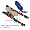 Picture of Ferret Harness and Leash Adjustable, Blue Sakura Cotton Cloth Ferret Walking Vest, Soft and Breathable Ferret Lead Leash with Angel Wings and Safe Bell