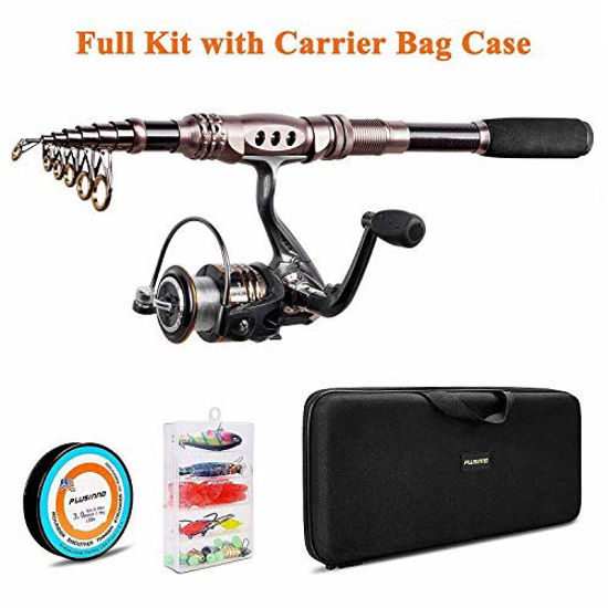 GetUSCart- PLUSINNO Spinning Rod and Reel Combos Telescopic Fishing Rod Pole  with Reel Line Lures Hooks Fishing Carrier Bag Case and Accessories Fishing  Gear Organizer (2.1M 6.89FT Fishing Gear Organizer)