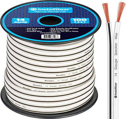 Picture of InstallGear 14 Gauge AWG 100ft Speaker Wire Cable - White (Great Use for Car Speakers Stereos, Home Theater Speakers, Surround Sound, Radio)