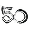 Picture of 50th Birthday Glasses - Number Crystal Frame, Party Favors, Wedding, Funny Costume Sunglasses, Novelty Eyewear Celebration Decoration for Kids and Adults 6 Pack (50)