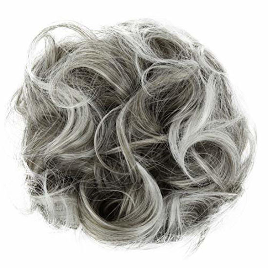 Picture of PRETTYSHOP XL Hairpiece Scrunchy Updo Bridal Hairstyles Scrunchie Voluminous Curly Messy Bun Gray Mix G19E