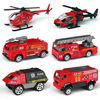 Picture of Tianmei 6 Cars in 1 Set Fire Rescue Styling 1:87 Alloy Diecast Vehicle Models Collection Kids Toy, Fire Truck Helicopter Ambulance Car (6pieces - Fire Fighting)