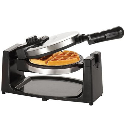 Picture of BELLA Classic Rotating Non-Stick Belgian Waffle Maker, Perfect 1" Thick Waffles, PFOA Free Non Stick Coating & Removeable Drip Tray for Easy Clean Up, Browning Control, Stainless Steel