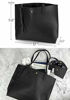 Picture of Minimalist Clean Cut Pebbled Faux Leather Tote Womens Shoulder Handbag (Black)