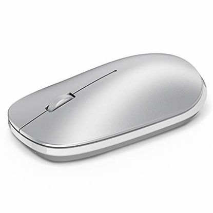 Picture of OMOTON Bluetooth Mouse for iPad and Phone (iPadOS 13 / iOS 13 and Above), Ultra-Thin Wireless Mouse Compatible with Computer, Laptop, PC, Notebook, and Mac Series, Silver