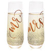 Picture of Mr and Mrs Champagne Flutes for Bride and Groom, Wedding, Engagement, Anniversary Glasses (Rose Gold, 9 oz)