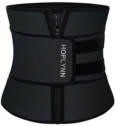 Picture of HOPLYNN Neoprene Sweat Waist Trainer Corset Trimmer Shaper Belt for Women , Workout Plus Size Waist Cincher Stomach Wraps Bands Medium Black