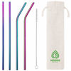 Picture of VEHHE Metal Straws Stainless Steel Straws 10.5" Drinking Straws Reusable 4 Set - Ultra Long Rainbow Color-Cleaning Brush for 20/30 Oz for Yeti RTIC SIC Ozark Trail Tumblers (2 Straight|2 Bent|1 Brush)