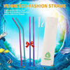 Picture of VEHHE Metal Straws Stainless Steel Straws 10.5" Drinking Straws Reusable 4 Set - Ultra Long Rainbow Color-Cleaning Brush for 20/30 Oz for Yeti RTIC SIC Ozark Trail Tumblers (2 Straight|2 Bent|1 Brush)