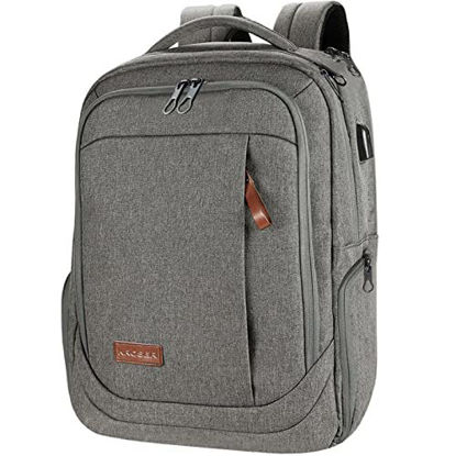 Picture of KROSER Laptop Backpack Large Computer Backpack Fits up to 17.3 Inch Laptop with USB Charging Port Water-Repellent School Travel Backpack Casual Daypack for Business/College/Women/Men-Grey
