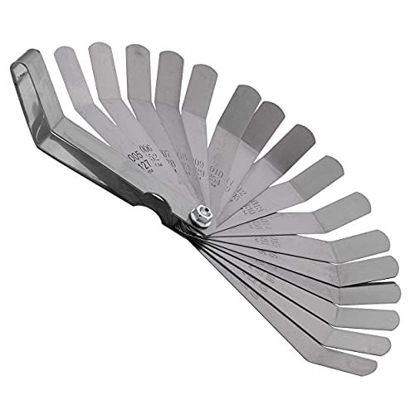 Picture of ABN Universal Standard SAE and Metric Offset Valve Feeler Gauge 16-Piece Blade Tool for Measuring Gap Width/Thickness