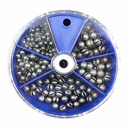 Picture of FREE FISHER Split Shot Fishing Weights, 205pcs Round Split Shot Sinker Removable Fishing Weights Sinkers 5 Sizes