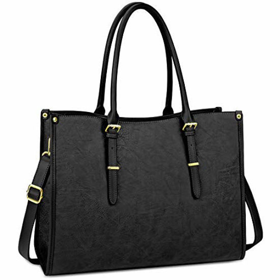 GetUSCart Laptop Bag for Women 15.6 Inch Waterproof Lightweight Leather Laptop Tote Bag Womens Professional Business Office Work Bag Briefcase Computer Bag Shoulder Handbag Black