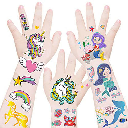 Picture of Temporary Tattoos for Kids - Glitter Tattoo Stickers,Gradient Color Fake Tattoo Stickers,Party Favor Supplies Party Decoration for Girls Boys