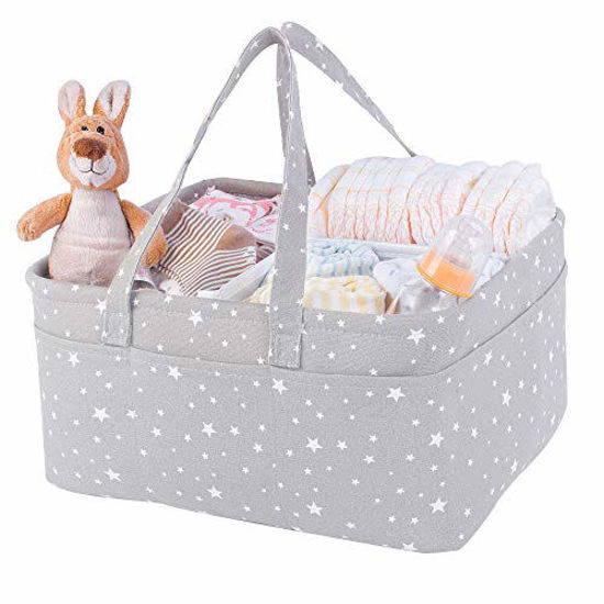 Picture of Baby Diaper Caddy Organizer Storage Basket for Girl Boy Shower Gifts Portable Large Nursery Holder Tote for Changing Table or Car Newborn Essentials Baby Registry Must Haves Item