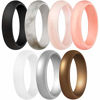 Picture of ThunderFit Womens Silicone Wedding Ring - Rubber Wedding Band - 5.5mm Wide, 2mm Thick (Women Bronze, White, Rose Gold, Silver, Light Pink, Marble, Black - Size 9.5-10 (19.8mm))