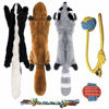 Picture of Peteast-3 Squeaky Toys and 3 Rope Dog Toys, No Stuffing Squeaky Plush Fox Raccoon Squirrel, Puppy Chew Teething Rope Toys Set for S/M/L Dogs Pets Animals