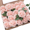 Picture of Floroom Artificial Flowers 25pcs Real Looking Blush Foam Fake Roses with Stems for DIY Wedding Bouquets Bridal Shower Centerpieces Party Decorations