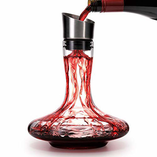 Picture of Wine Decanter Built-in Aerator Pourer, Wine Carafe Red Wine Decanter,100% Lead-free Crystal Glass, Wine Hand-held Aerator, Wine Gift, Wine Accessories