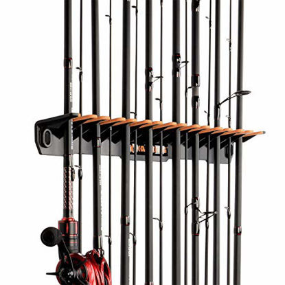 Picture of KastKing Patented V15 Vertical Fishing Rod Holder - Wall Mounted Fishing Rod Rack, Store 15 Rods or Fishing Rod Combos in 18 Inches, Great Fishing Pole Holder and Rack