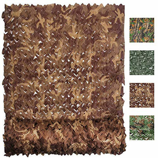 Picture of FLYEGO Military Camo Netting, Camouflage Tarp Mesh Net Rolls,Hunting Blind Lightweight Waterproof for Sunshade,Party Decoration and Car Vehicle Cover(Desert,2mx1.5m/6.5ftx5ft)