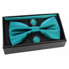 Picture of JEMYGINS Mens Peacock Blue Pre-tied Bow Tie and Pocket Square Cufflink Set (13)