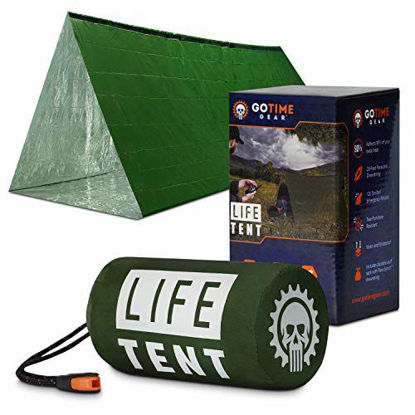 Picture of Life Tent Emergency Survival Shelter - 2 Person Emergency Tent - Use As Survival Tent, Emergency Shelter, Tube Tent, Survival Tarp - Includes Survival Whistle & Paracord (Green)