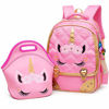 Picture of Moonmo Cute Unicorn Face Diamond Bling Waterproof Pink School Backpack Set Girls Book Bag (Large, Pink Set)