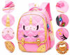 Picture of Moonmo Cute Unicorn Face Diamond Bling Waterproof Pink School Backpack Set Girls Book Bag (Large, Pink Set)