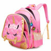 Picture of Moonmo Cute Unicorn Face Diamond Bling Waterproof Pink School Backpack Set Girls Book Bag (Large, Pink Set)