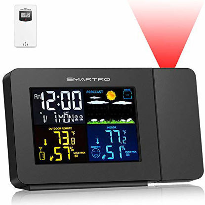 Picture of SMARTRO SC91 Projection Alarm Clock for Bedrooms with Weather Station, Wireless Indoor Outdoor Thermometer, Temperature Humidity Monitor Gauge Hygrometer