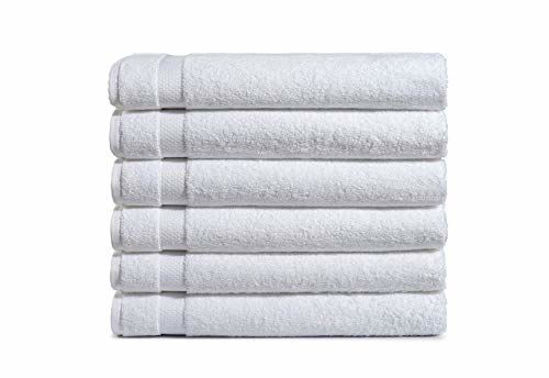 Picture of AmazonCommercial Premium 100% Cotton Bath Towel Set - Pack of 6, 27 x 54 Inches, 600 GSM, White