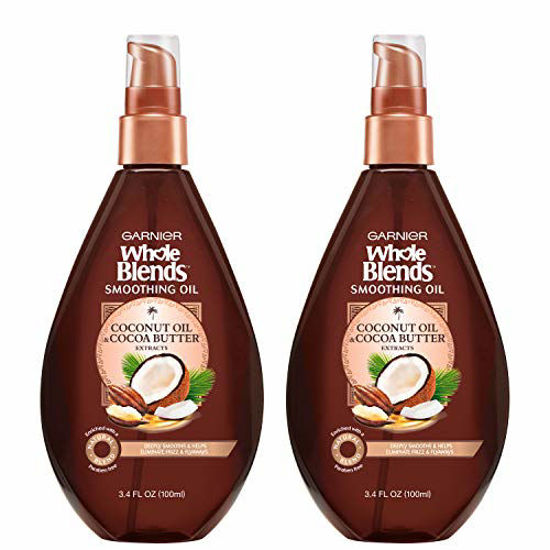 Picture of Garnier Hair Care Whole Blends Smoothing Oil with Coconut Oil & Cocoa Butter Extracts, 3.4 Fl Oz (2 Count)