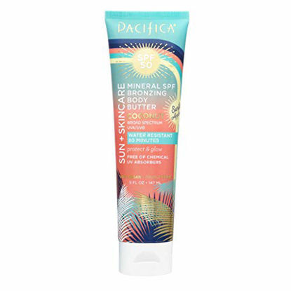 Picture of Pacifica Beauty Sun + Skincare Mineral SPF 50 Bronzing Body Butter, Coconut, 5 Fl Oz