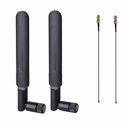 Picture of WiFi Antenna for PC 2.4GHz 5.8GHz Dual Band Antenna +2 x 15CM U.FL/IPEX to RP-SMA Female, 2 x 8 dbi hotspot stubby antenna for Routers PC Wireless Network Card USB Adapter Security IP Camera Video