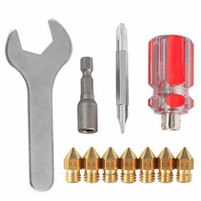 Picture of 3D Printer MK8 Nozzles CR-10 Nozzle + 4 DIY Tools for 3D Printer Nozzle Change Replacement