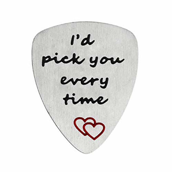 Picture of I'd Pick You Every Time Guitar Pick, Musical Gift, Anniversary Date, Valentine's Day Gift for Men