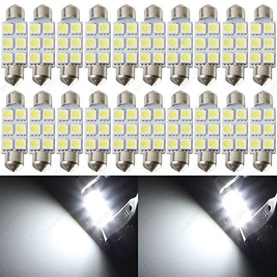 Picture of SAWE - 36MM 6-SMD 5050 Festoon Dome Map Interior LED Light Bulbs Lamp For 3021 DE3021 6411 6413 6418 DE3423 DE3425 (20 pieces) (White)