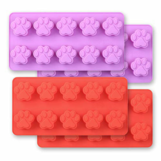 Picture of Cozihom Dog Paw Shaped Silicone Molds, 10 Cavity, Food Grade, for Chocolate, Candy, Cake, Pudding, Jelly. 4 Pcs