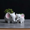 Picture of Ogrmar 2PCS Elephant Plant Window Boxes Cute Elephant Flower Pot/Modern White Ceramic Succulent Planter Pots/Tiny Flower Plant Containers Animal Decor