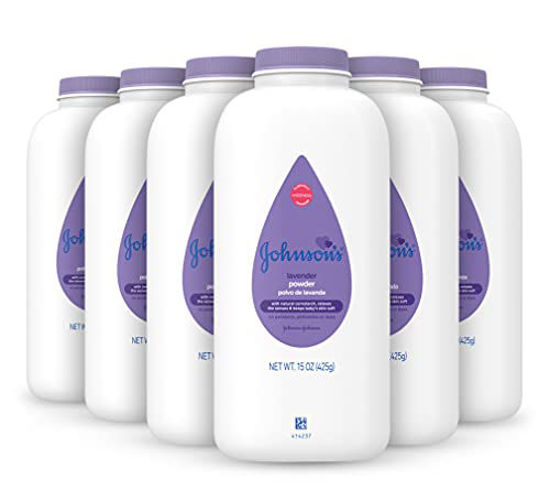 Picture of Johnsons Lavender Baby Powder with Naturally Derived Cornstarch, Hypoallergenic and Paraben Free, 15 oz, Packaging May Vary (Pack of 6)