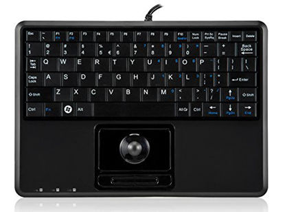 Picture of Perixx PERIBOARD-509H, Wired Super Mini USB Trackball Keyboard, X Type Scissor Keys with 2 Built-in Hubs, Black, US English Layout
