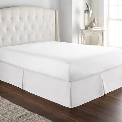 Picture of HC Collection White King Bed Skirt - Dust Ruffle w/ 14 Inch Drop - Tailored, Wrinkle & Fade Resistant