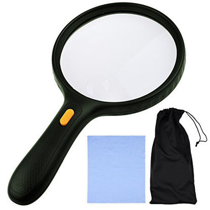 Picture of KARE and Kind Extra Large 3 LED Handheld Magnifying Glass with Dual Glass - Magnifier for Senior Reading, Hobbies and Crafts, Computer Repair and Jewelry Loupe (1.8X 138 mm, 5X 25 mm)