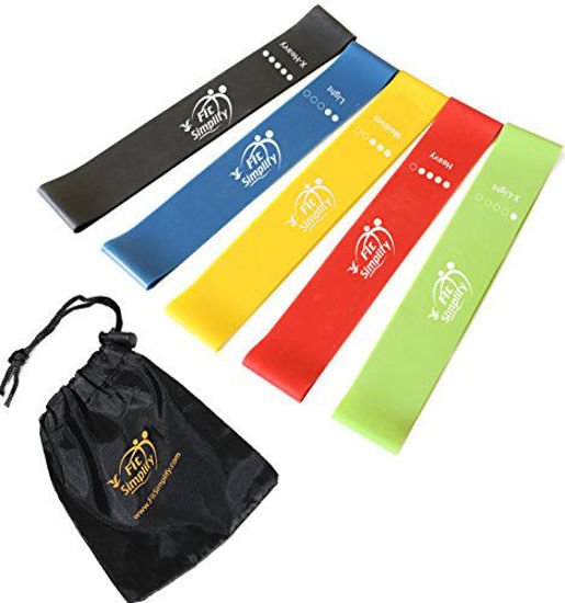 Picture of Fit Simplify Resistance Loop Exercise Bands with Instruction Guide and Carry Bag, Set of 5