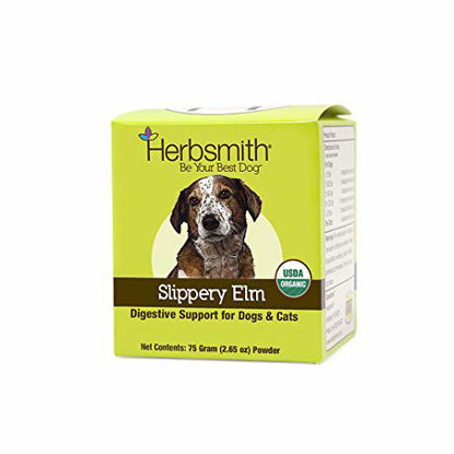 Picture of Herbsmith Organic Slippery Elm - Digestive Aid for Dogs and Cats - Constipation and Diarrhea Relief for Dogs and Cats - Megaesophagus Dog Aid- 75g